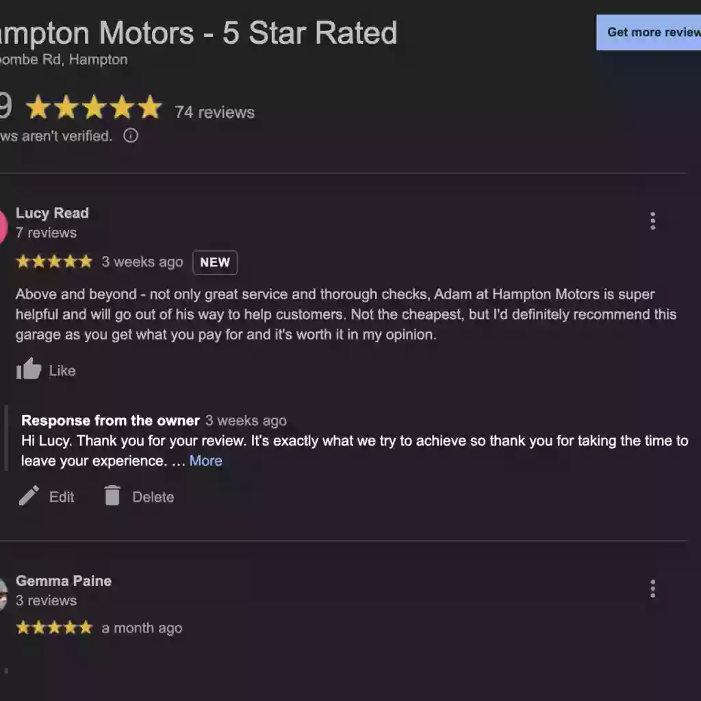 Hampton Motors - 5 Star Rated