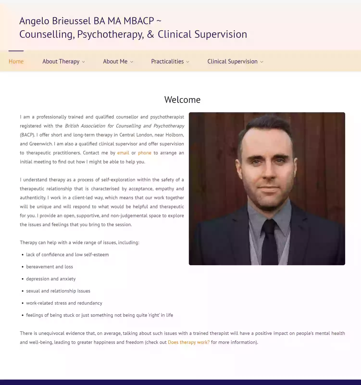 Angelo Brieussel - Counselling, Psychotherapy & Clinical Supervision