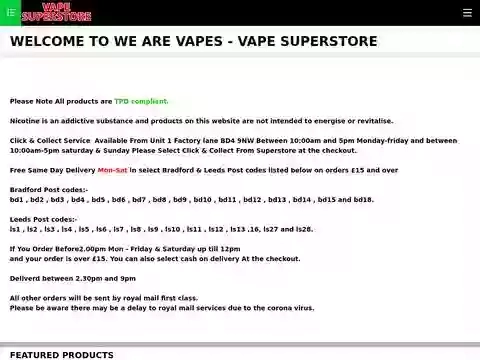 We Are Vapes e-cigarette vape shop