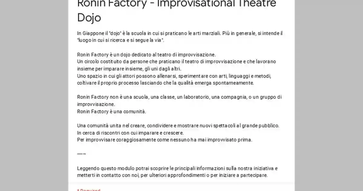 Ronin Factory - Teatro di Improvvisazione