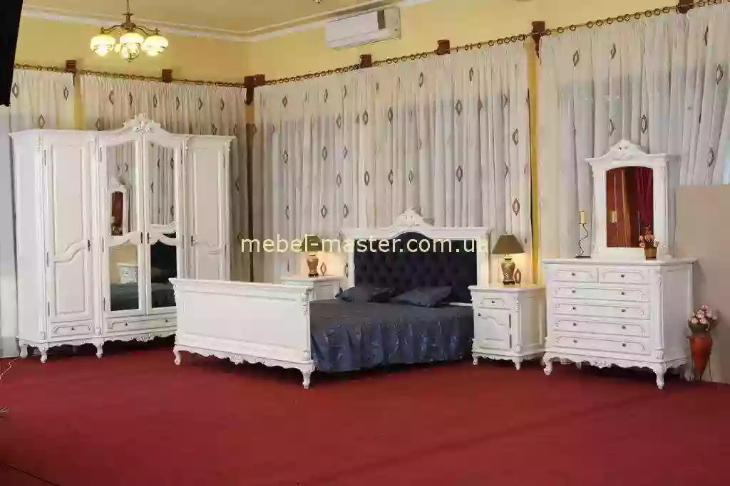 Классический белый резной мебельный гарнитур для спальни Роял