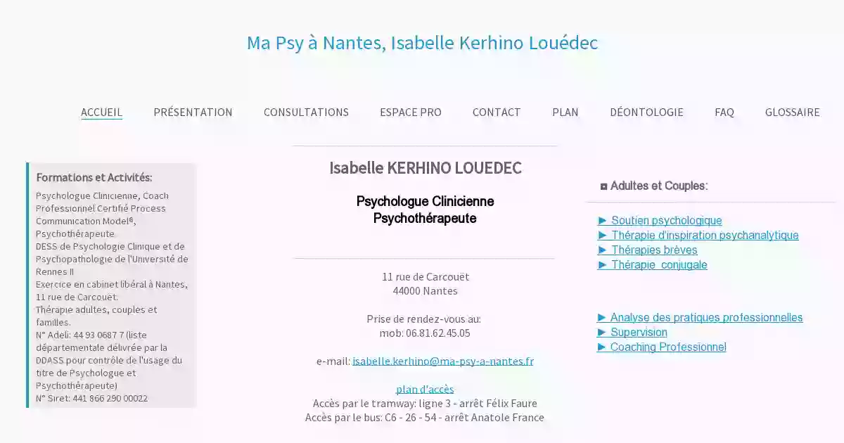Isabelle Kerhino Louédec, Psychologue Clinicienne, Psychothérapeute