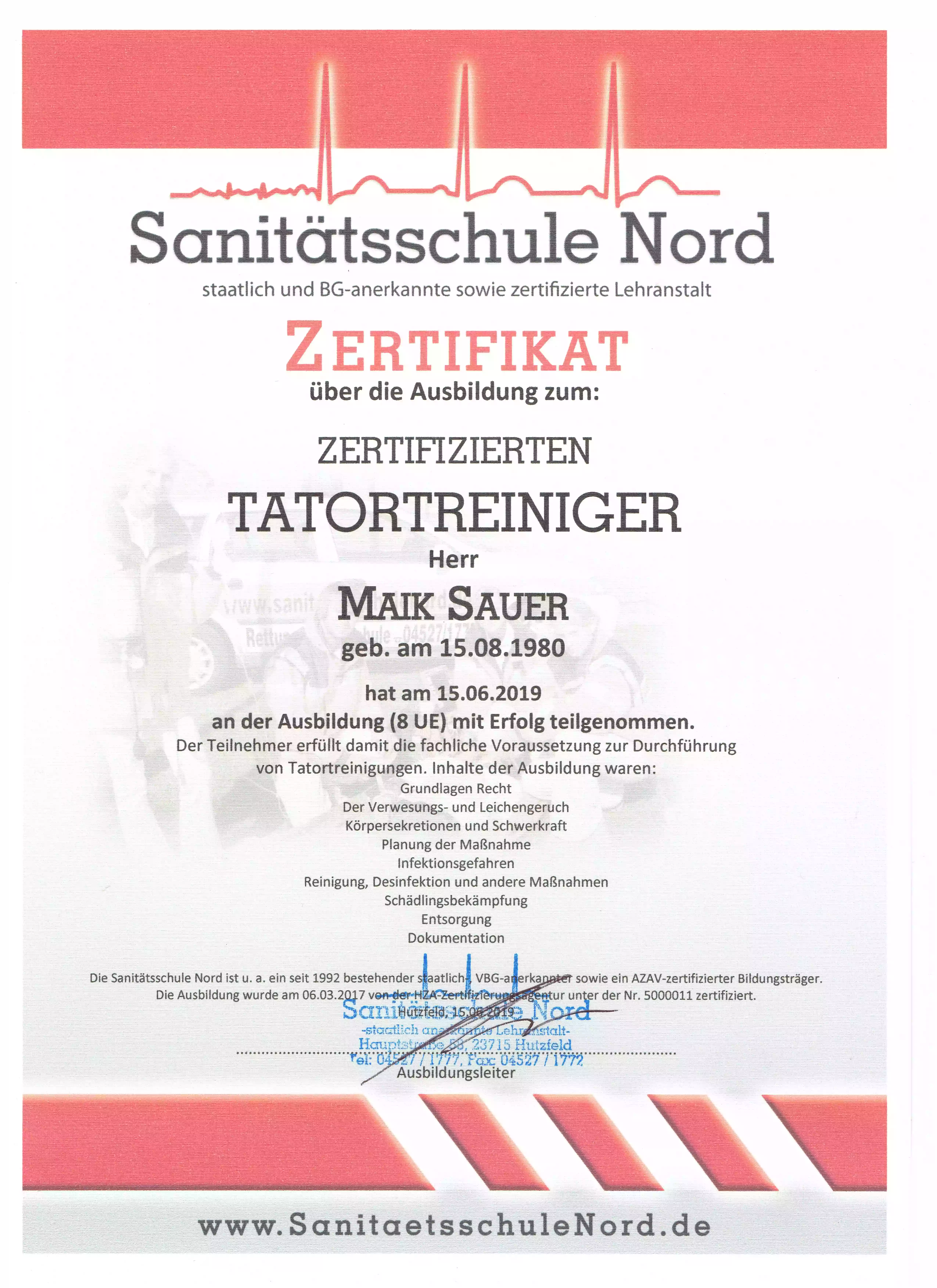 Tatortreinigung Sauer