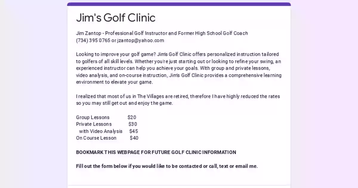 Jim's Golf Clinic