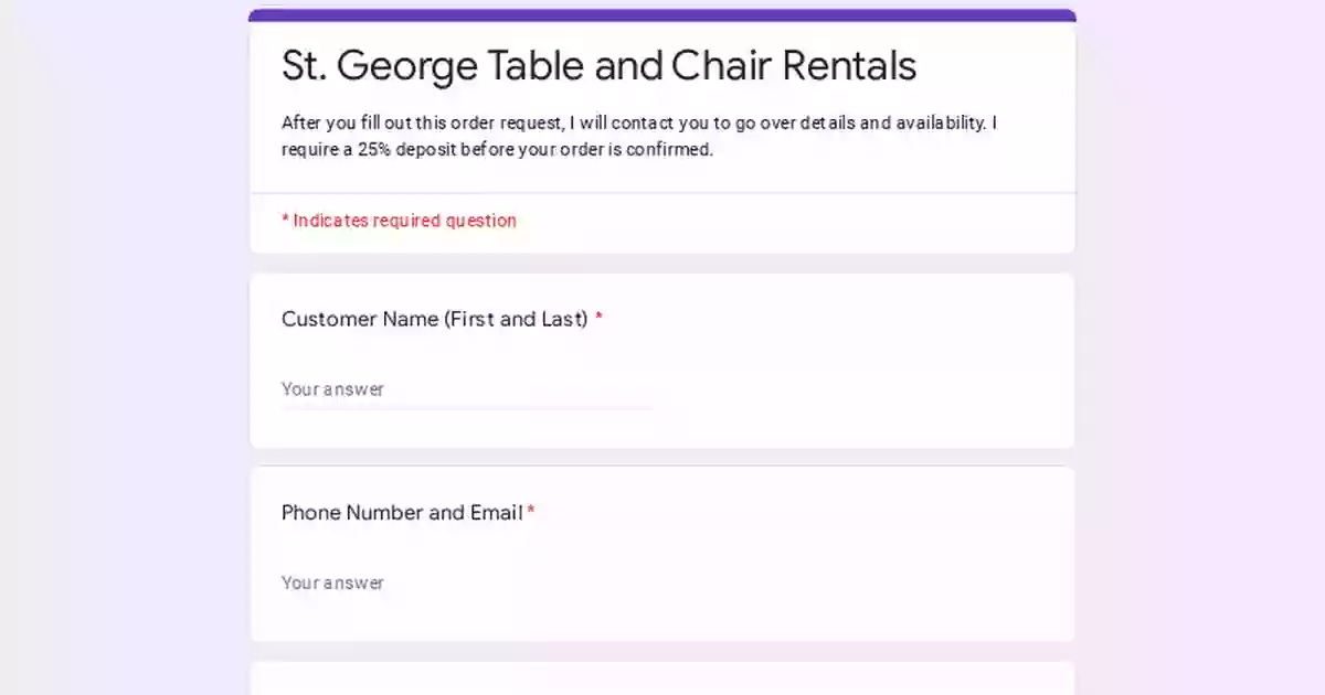 St George Table and Chair Rentals